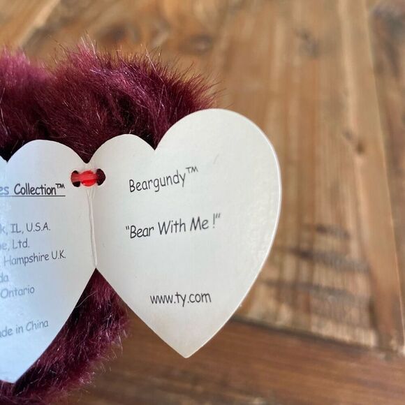 1993 Ty Attic Treasures Beargundy Bear Plush Stuffed Animal - Picture 3 of 10